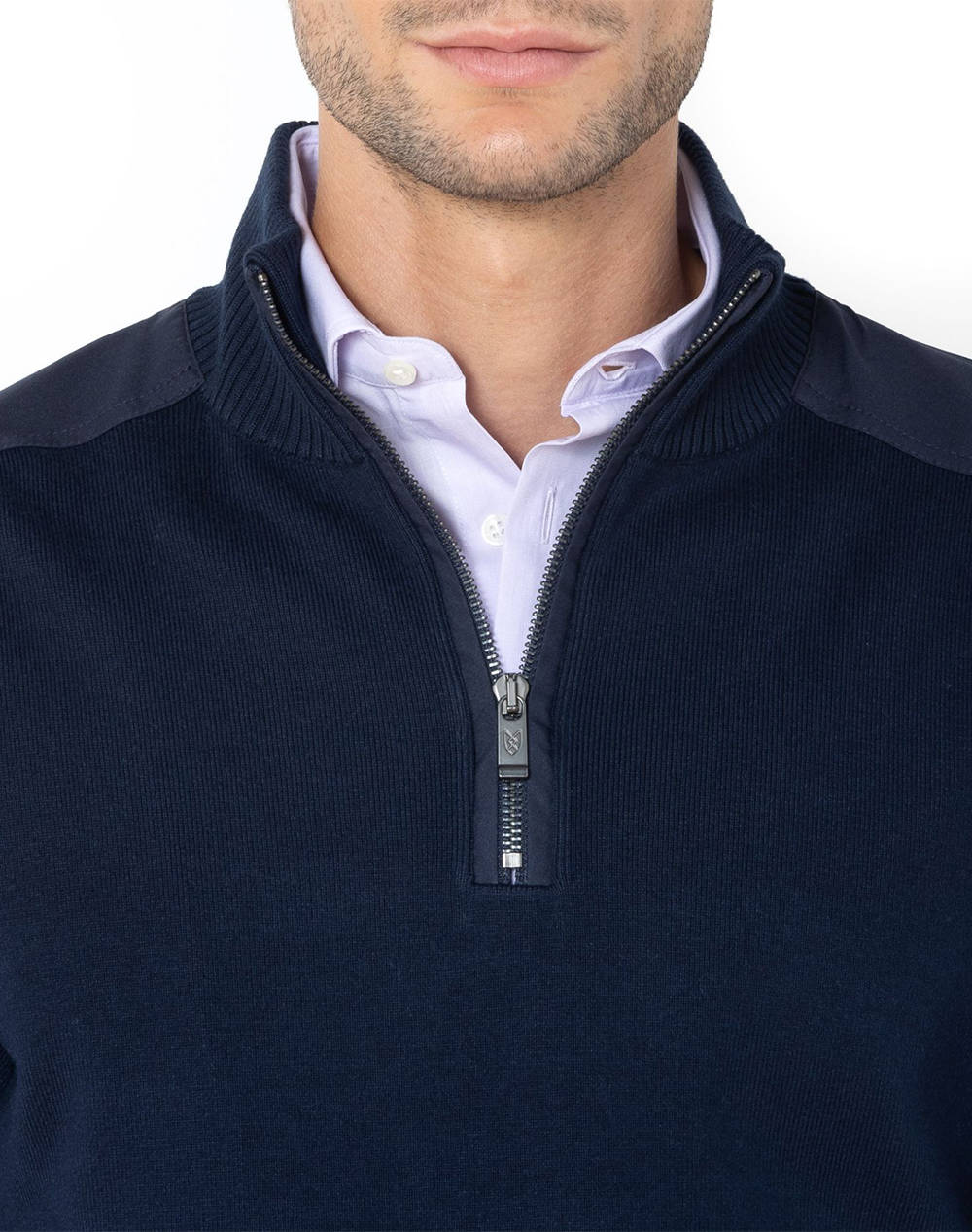 THE BOSTONIANS TRICOTAT DIN BUMBAC HALF-ZIP REGULAR FIT