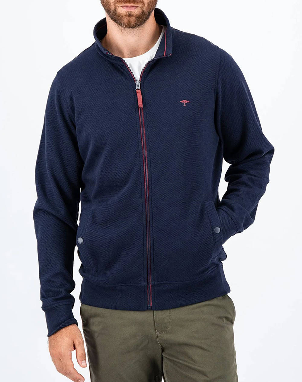 FYNCH HATTON Zip Cardigan, Structure Interlock