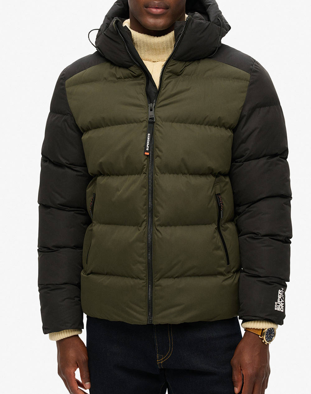 SUPERDRY D3 SDCD HOOD COLOUR BLOCK SPORT PUFFER GEACA DE BARBATI