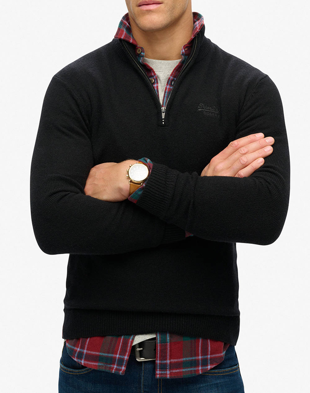 SUPERDRY D2 OVIN ESSENTIAL EMB KNIT HALF ZIP TRICOTAT DE BARBATI