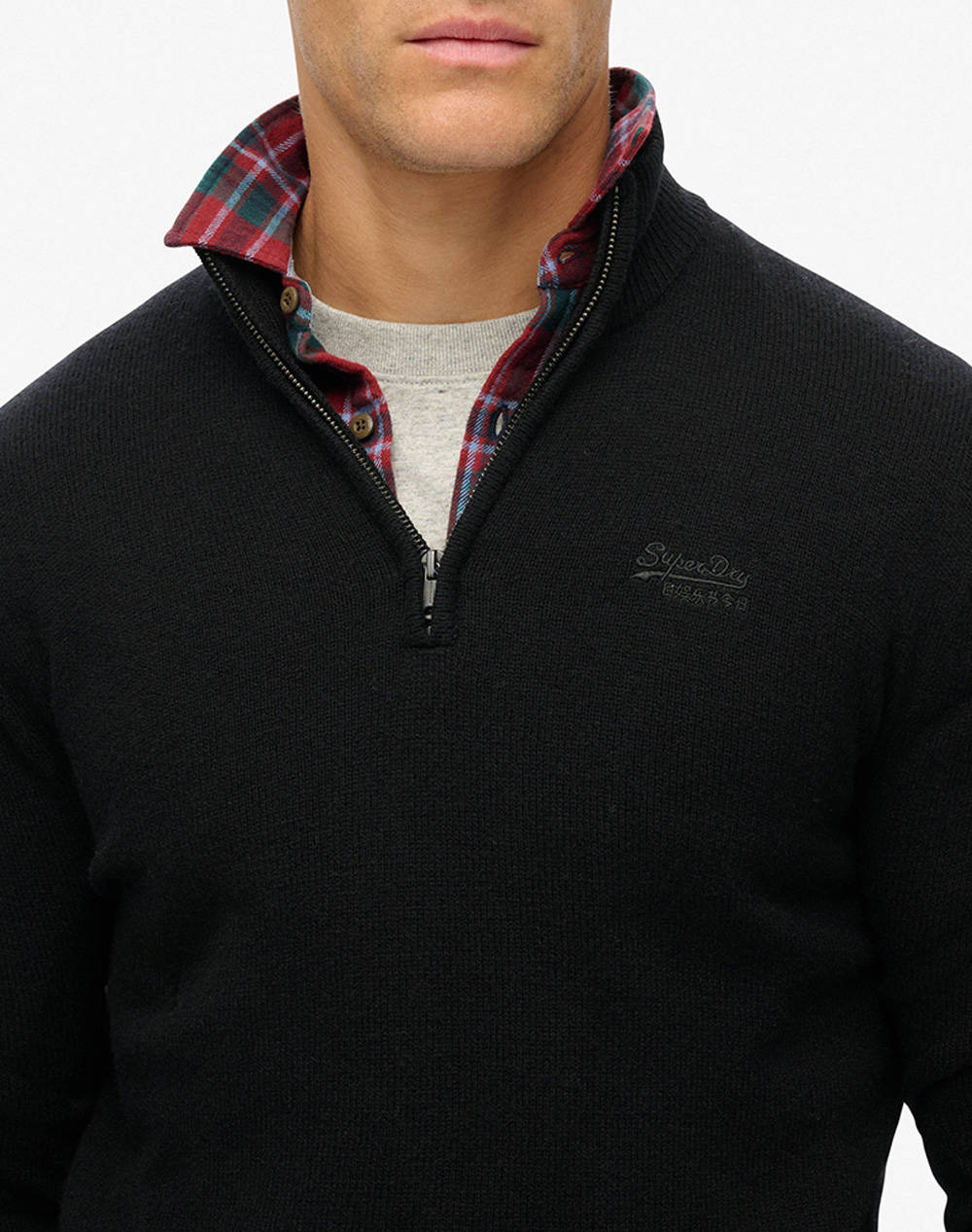 SUPERDRY D2 OVIN ESSENTIAL EMB KNIT HALF ZIP TRICOTAT DE BARBATI