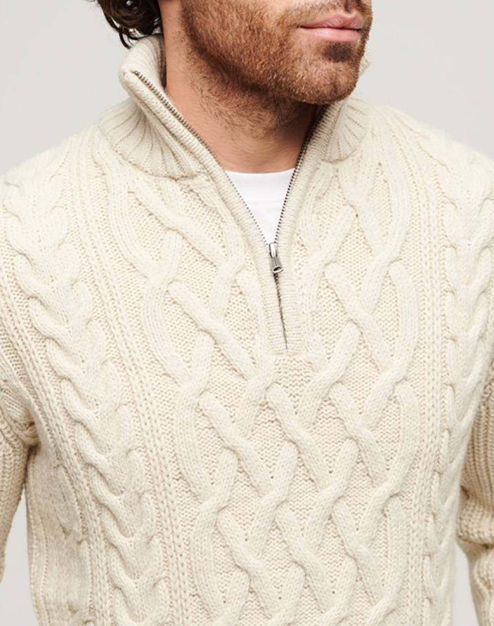 SUPERDRY D1 OVIN JACOB CABLE KNIT HALF ZIP TRICOTAT DE BARBATI