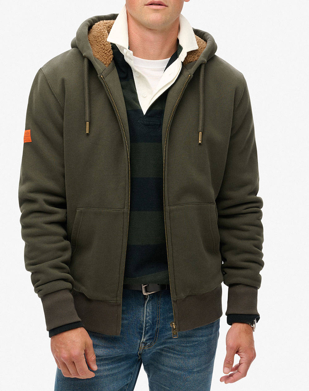 SUPERDRY D2 OVIN BORG LINED ZIPHOOD HANORAC DE BARBATI