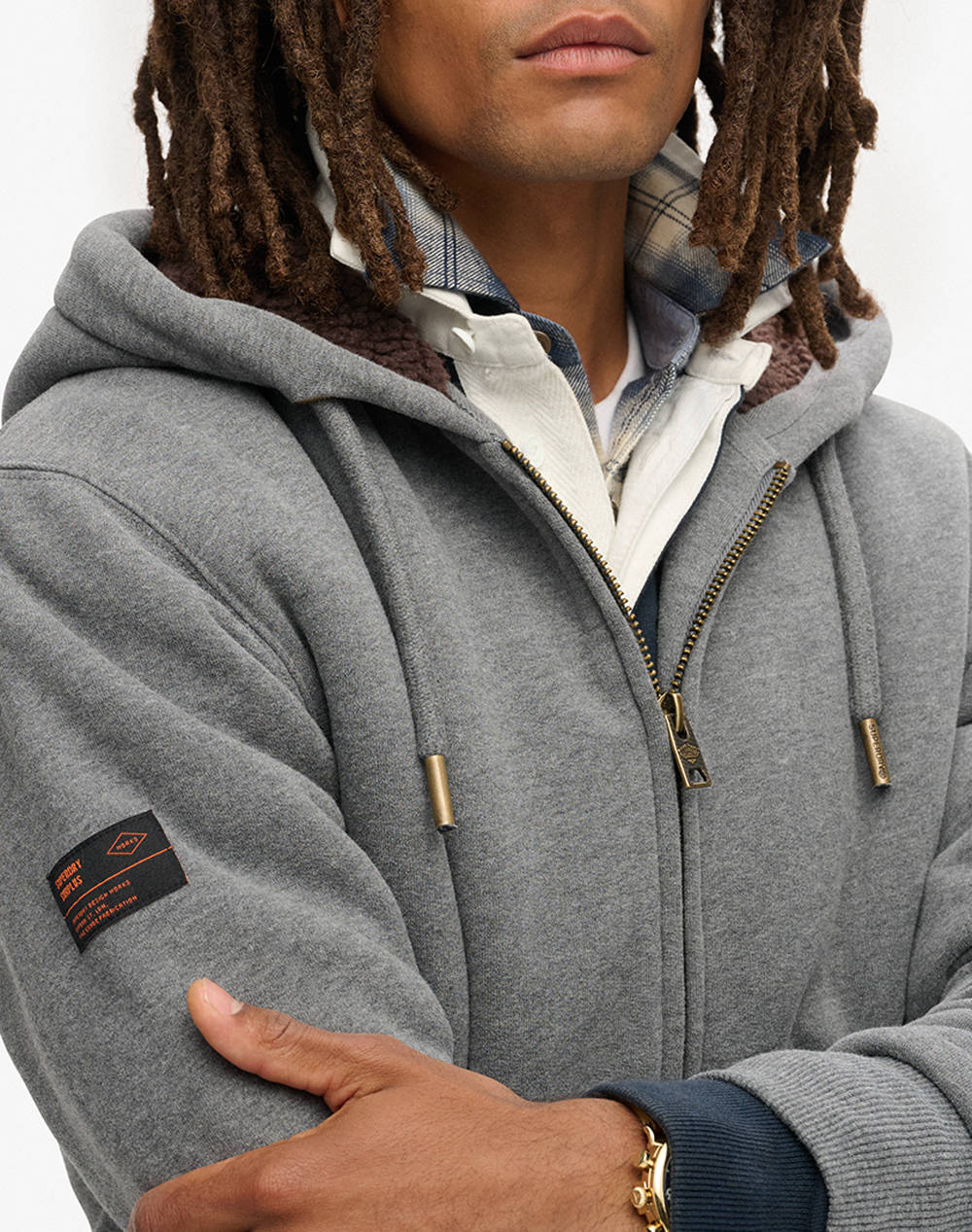 SUPERDRY D2 OVIN BORG LINED ZIPHOOD HANORAC DE BARBATI