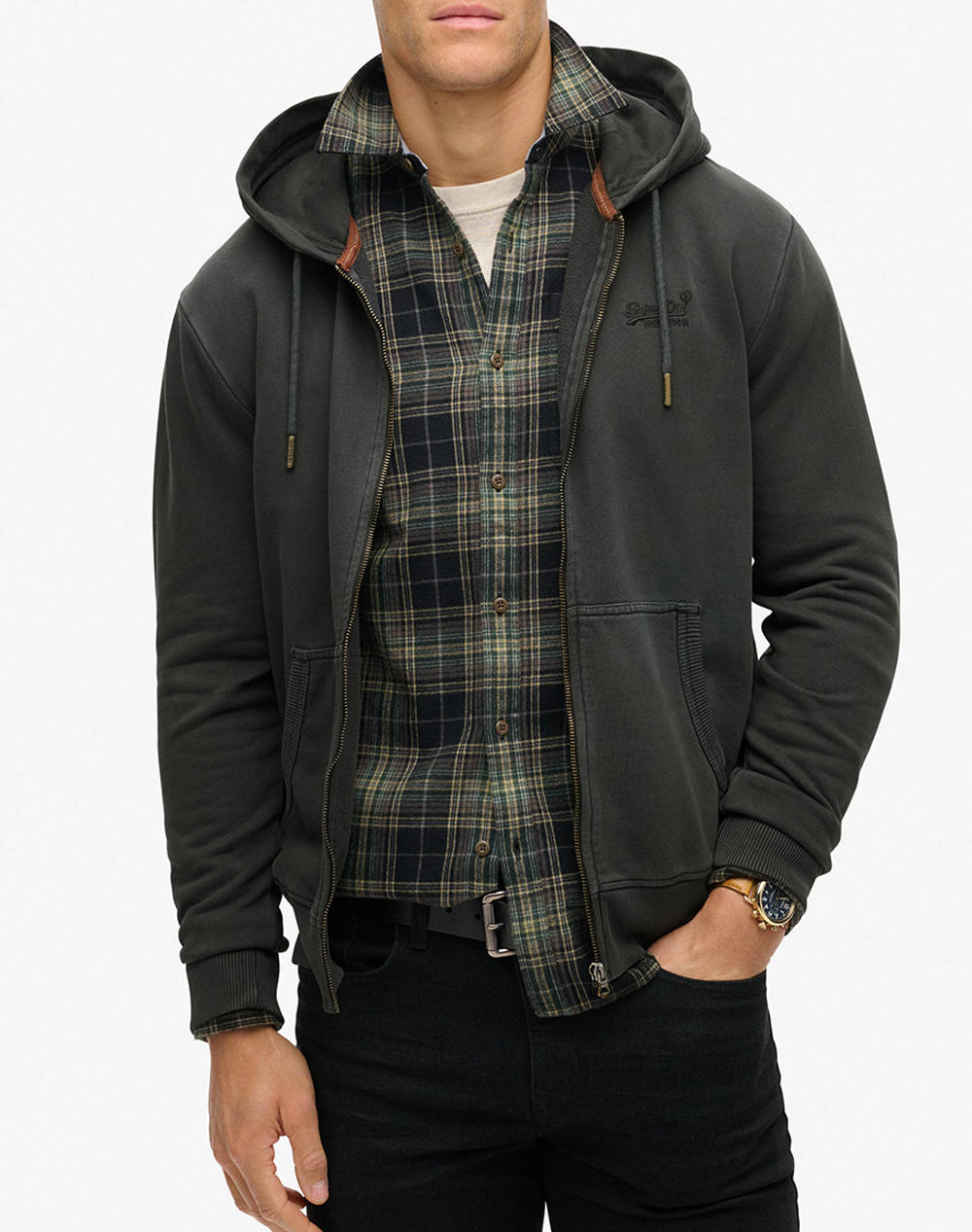 SUPERDRY D2 OVIN ESSENTIAL LOGO WASHED ZIPHOOD HANORAC DE BARBATI