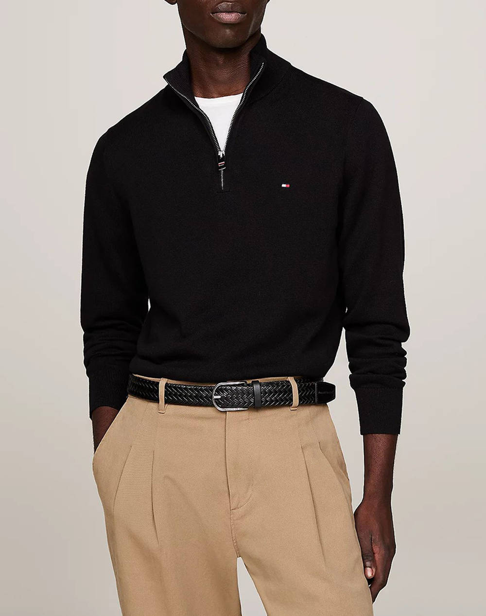 TOMMY HILFIGER PIMA ORG CTN CASHMERE ZIP MOCK