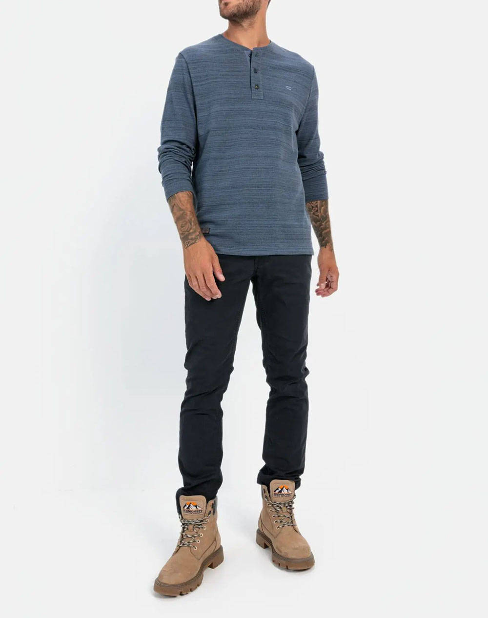 CAMEL T-Shirt M.M. Henley stripes