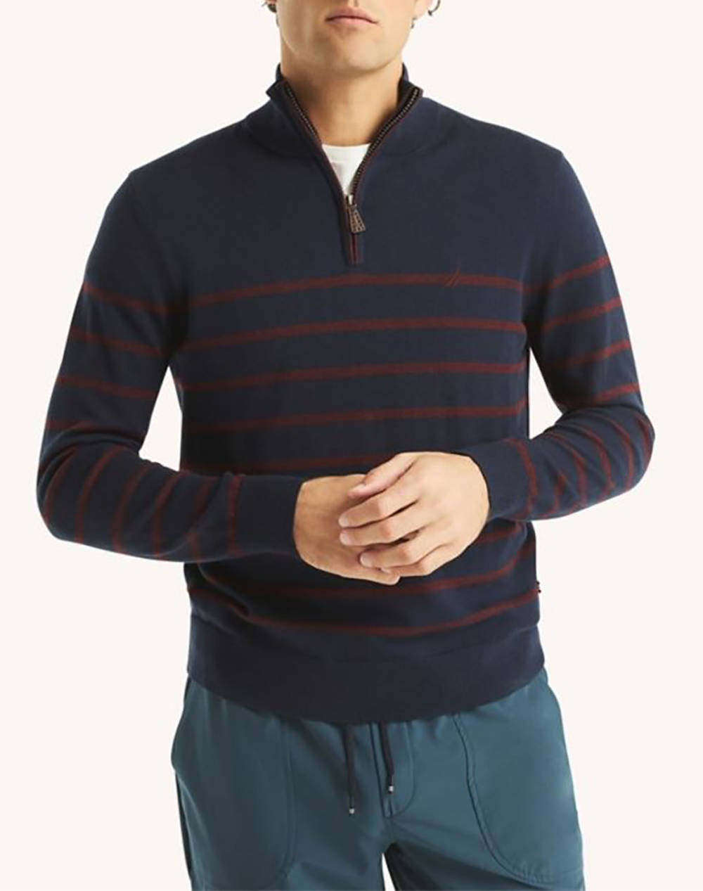 NAUTICA BLUZA TRICOTATA MM NAVTECH STRIPED 1/4 ZIP (12GG)