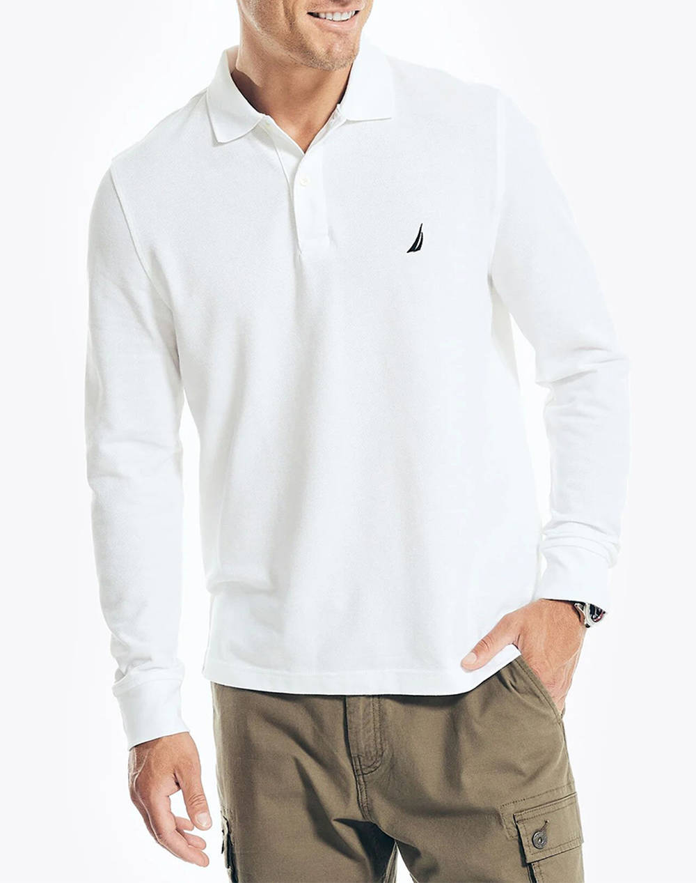 NAUTICA BLUZA POLO MM LS DECK POLO_SUSTAINABLE