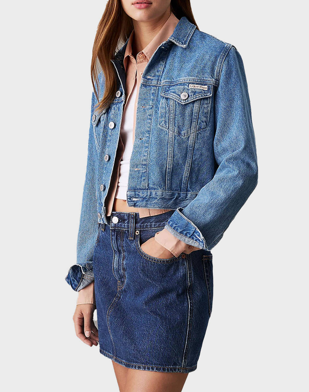 CALVIN KLEIN JEANS CROPPED 90\'\'S DENIM JACKET