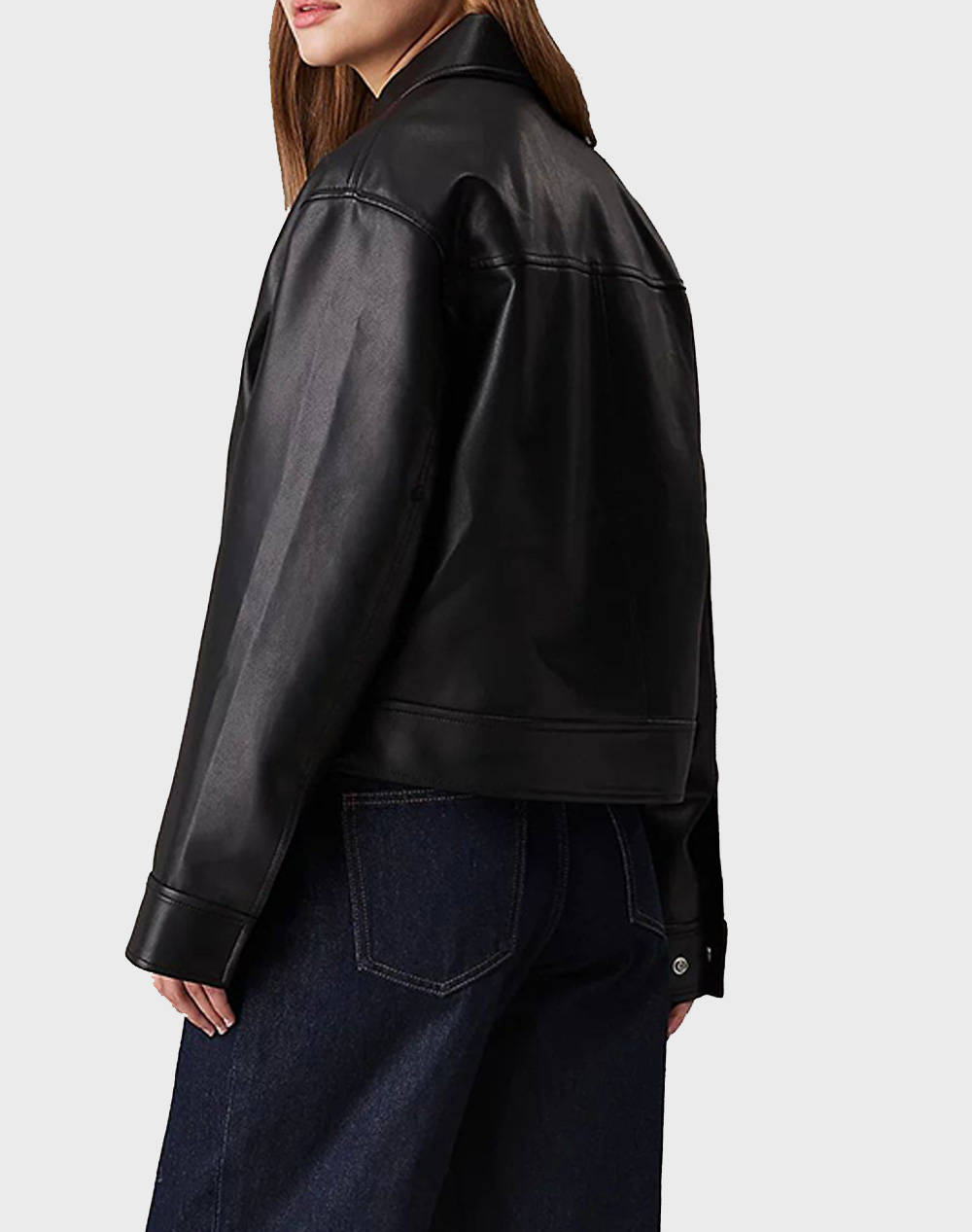 CALVIN KLEIN JEANS FAUX LEATHER ZIPPED JACKET