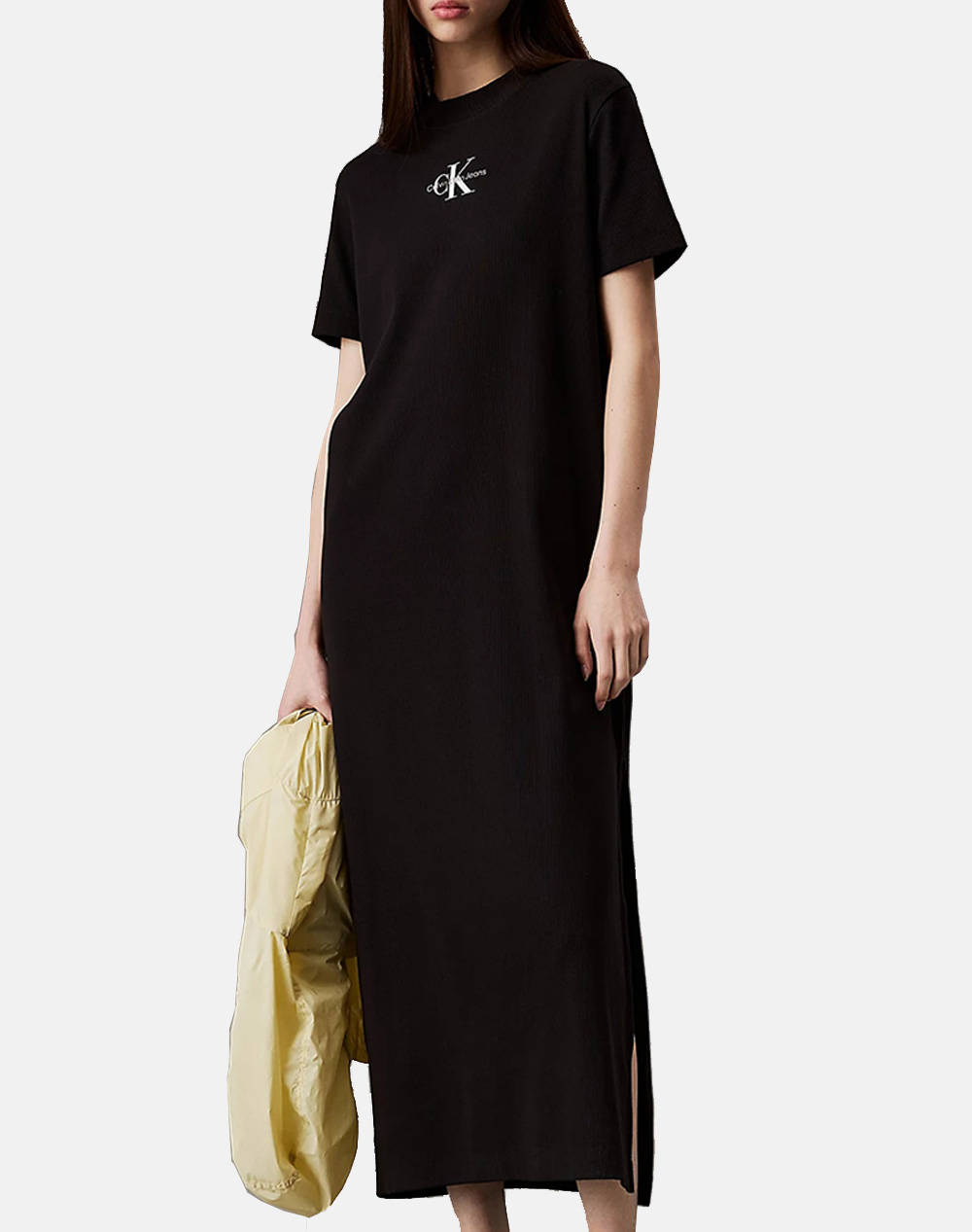 CALVIN KLEIN JEANS MONOLOGO LONG RIB TEE DRESS