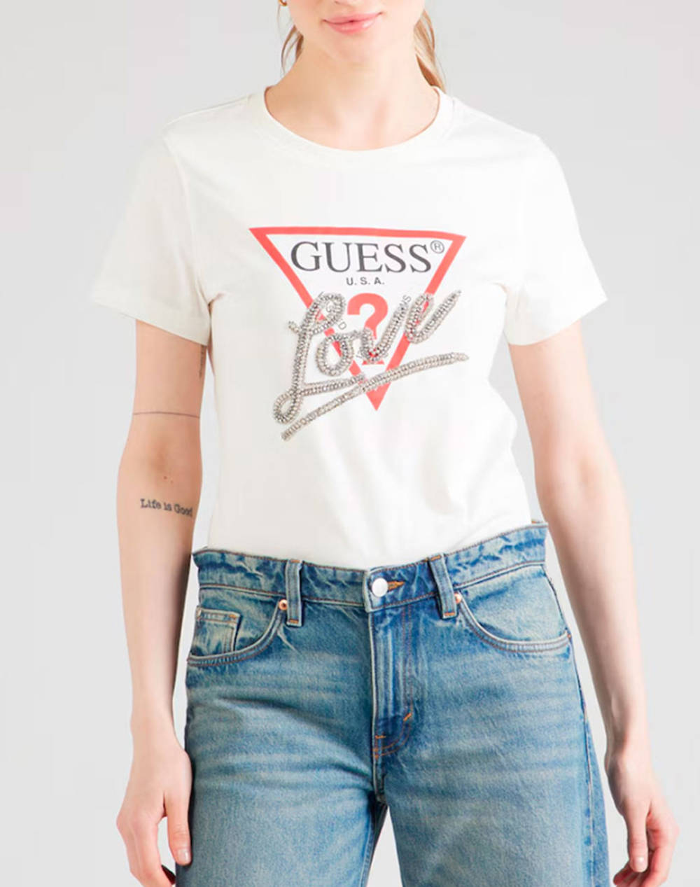 GUESS SS CN TRIANGLE LOVE TEE BLUZA DE DAMA