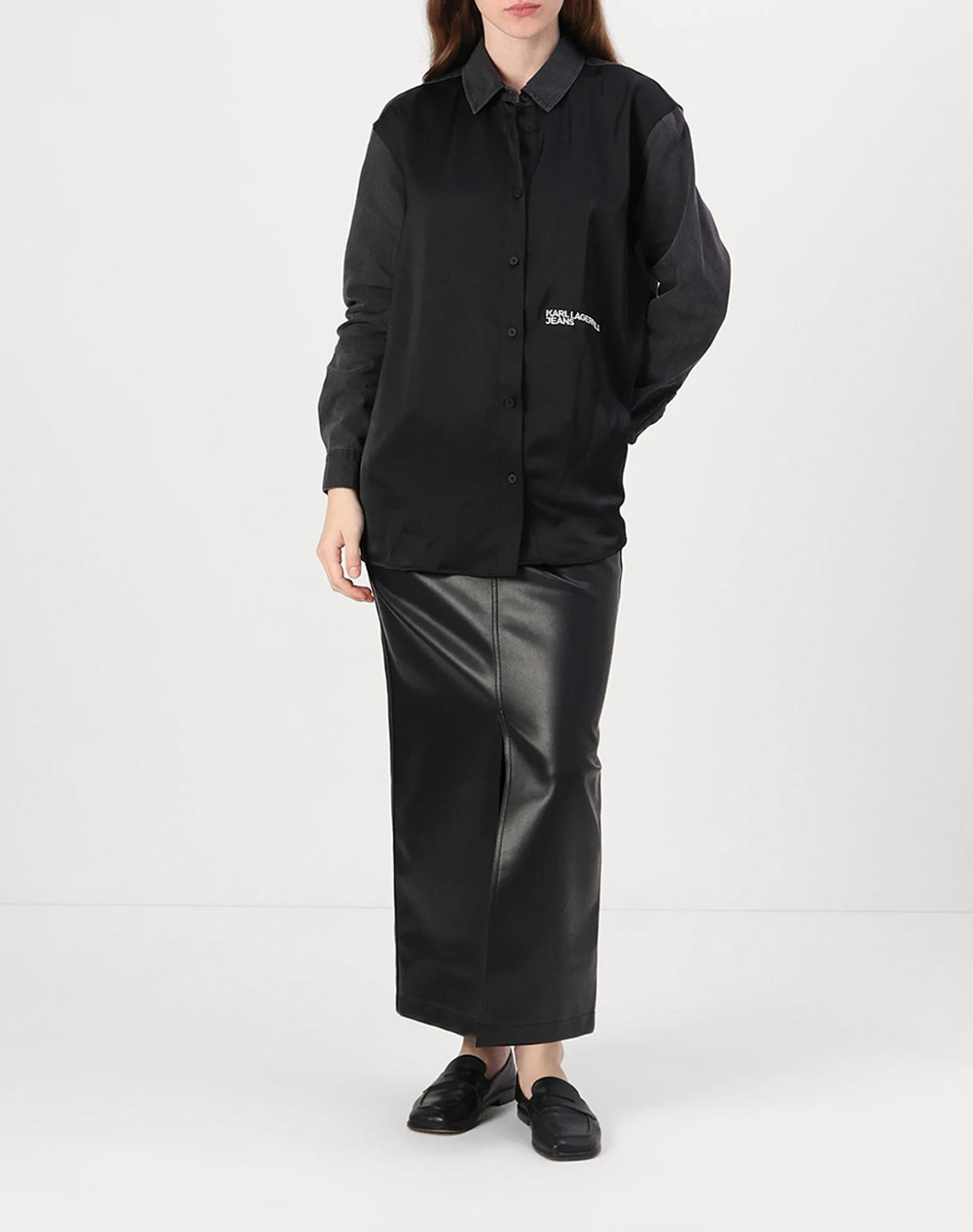 KARL LAGERFELD KLJ DM OVERSIZE SATIN LS SHIRT