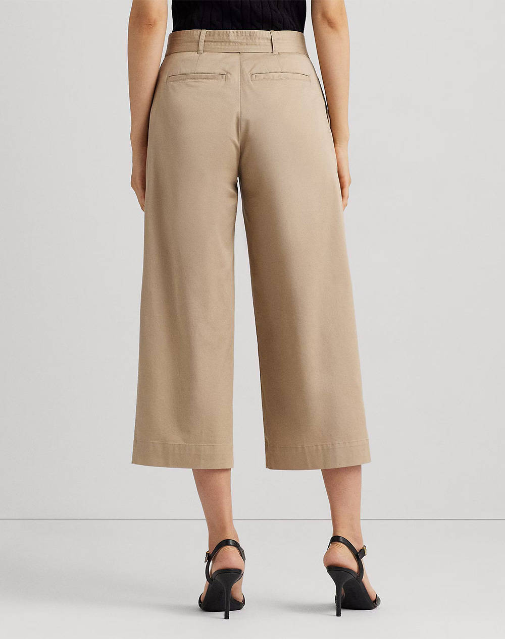 LAUREN RALPH LAUREN MICROSANDED TWILL-WIDELEG PANT W/BELT