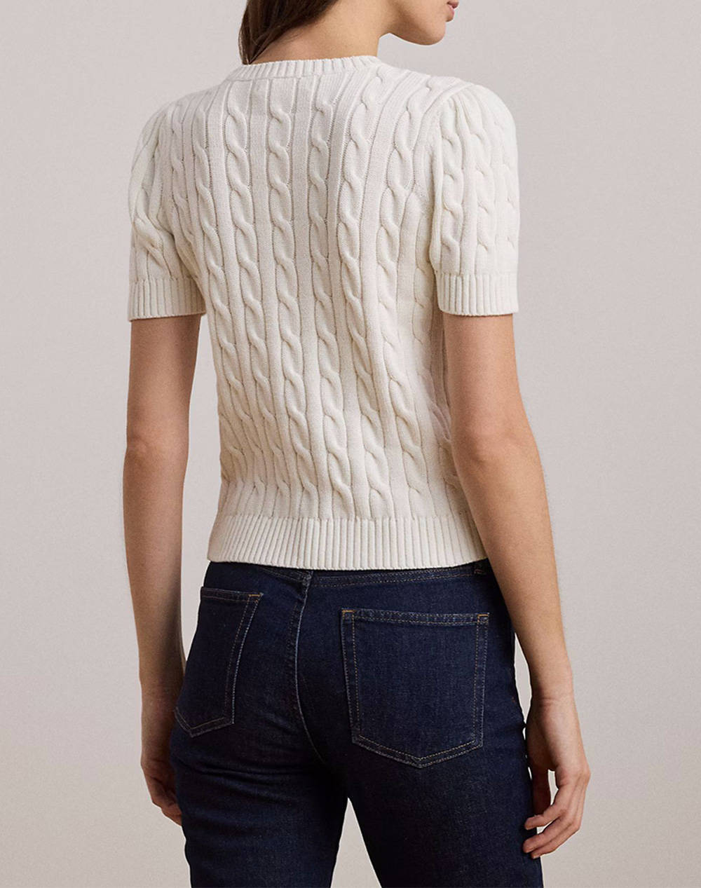 LAUREN RALPH LAUREN GASSED COTTON-SS SWEATER