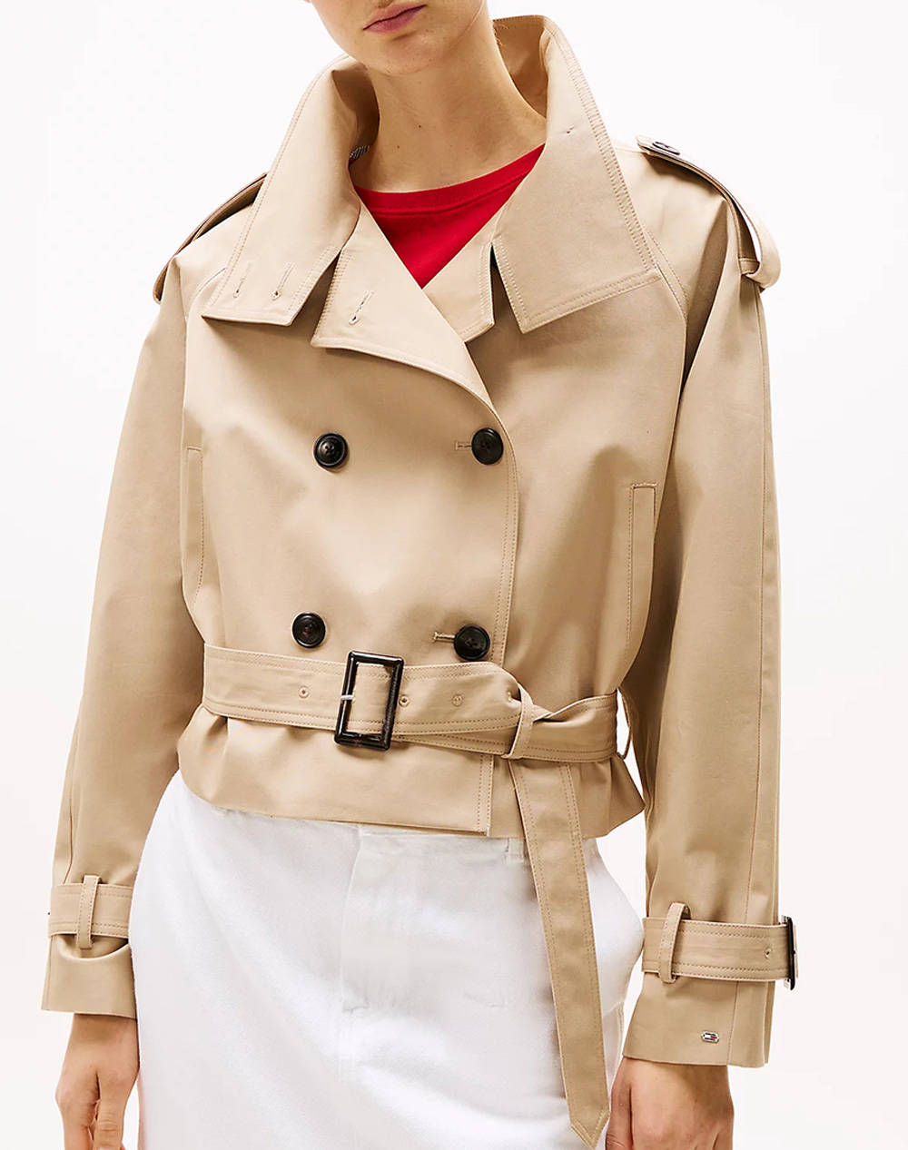 TOMMY HILFIGER COTTON CROP TRENCH