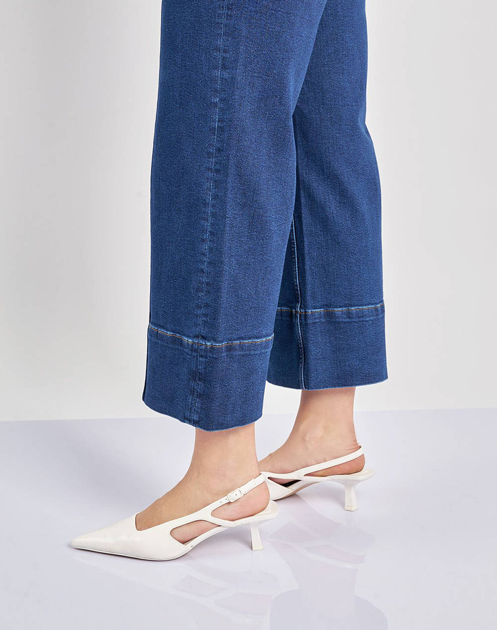 PARABITA Pantaloni Jean cropped cu cusaturi wide leg