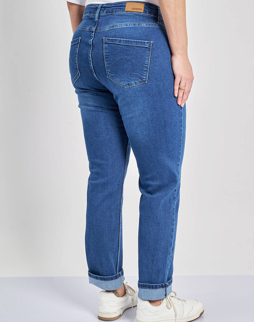 PARABITA Pantaloni jean girlfriend cu rever