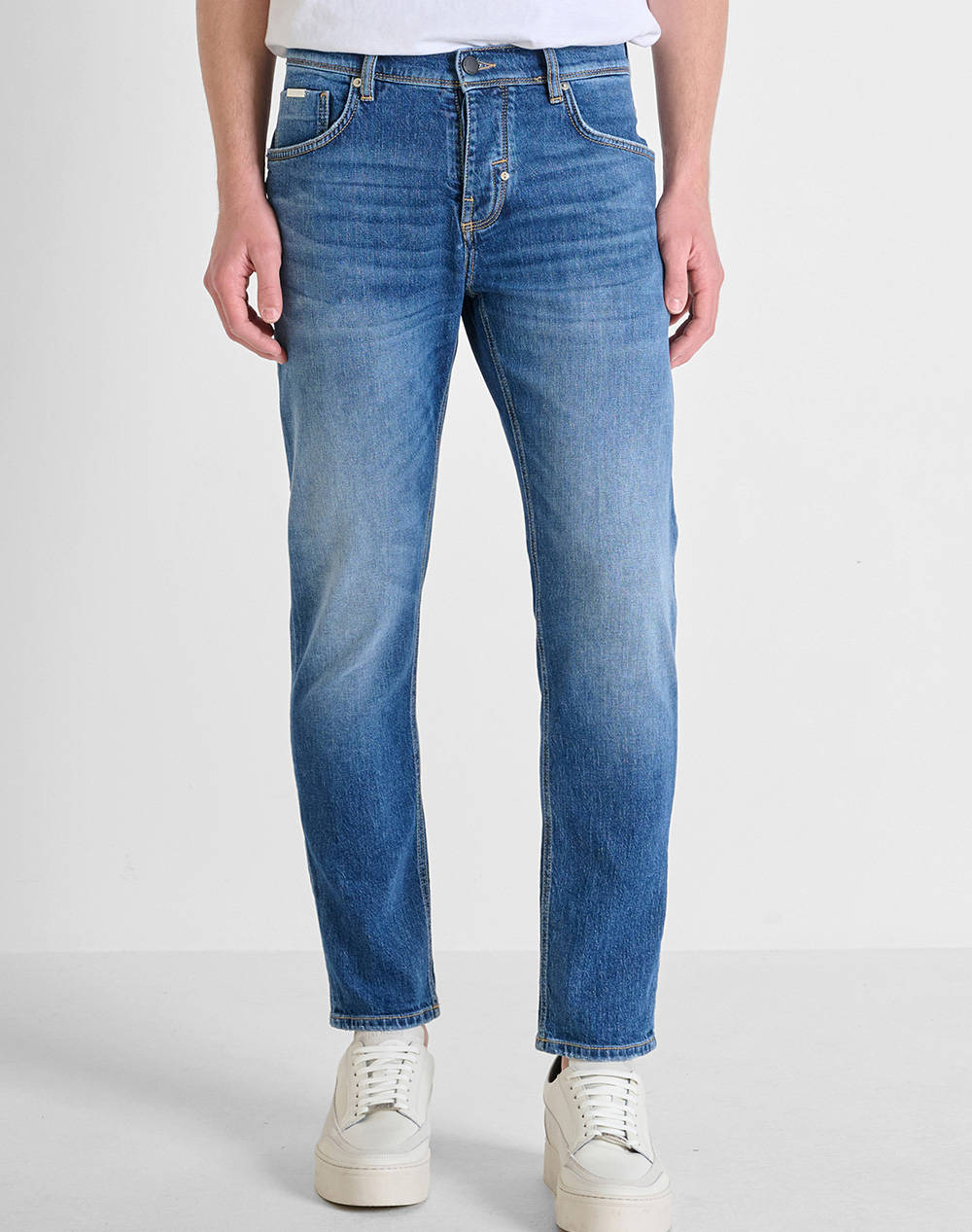 ANTONY MORATO MMDT00264FA7505751W02034 MIN OF 12 JEANS ARGON SLIM ANKLE LENGHT FIT IN BLUE DENIM PANTALONI DE BARBATI