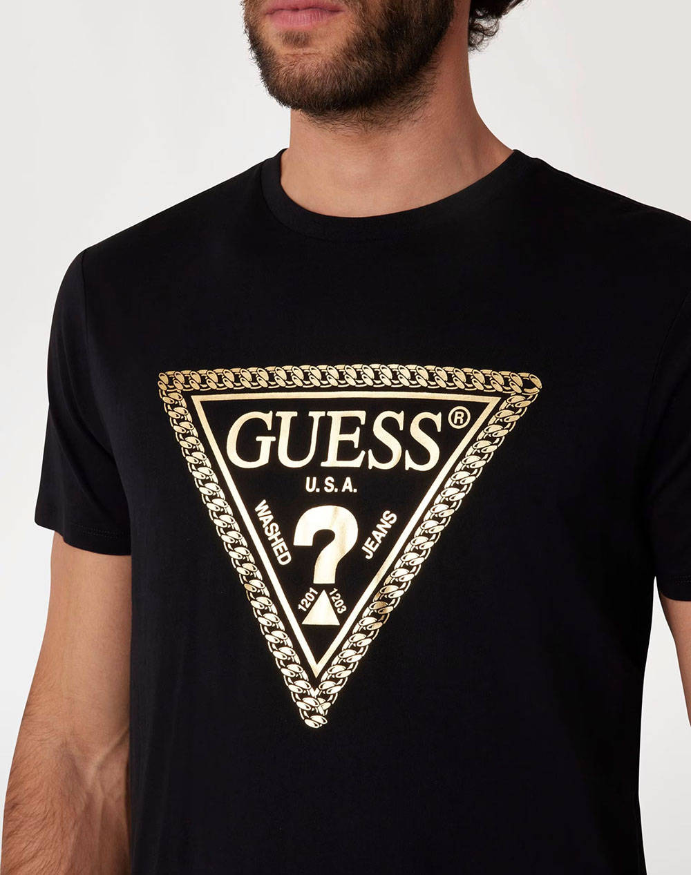 GUESS SS BSC CHAIN TRI LOGO TEE BLUZA DE BARBATI