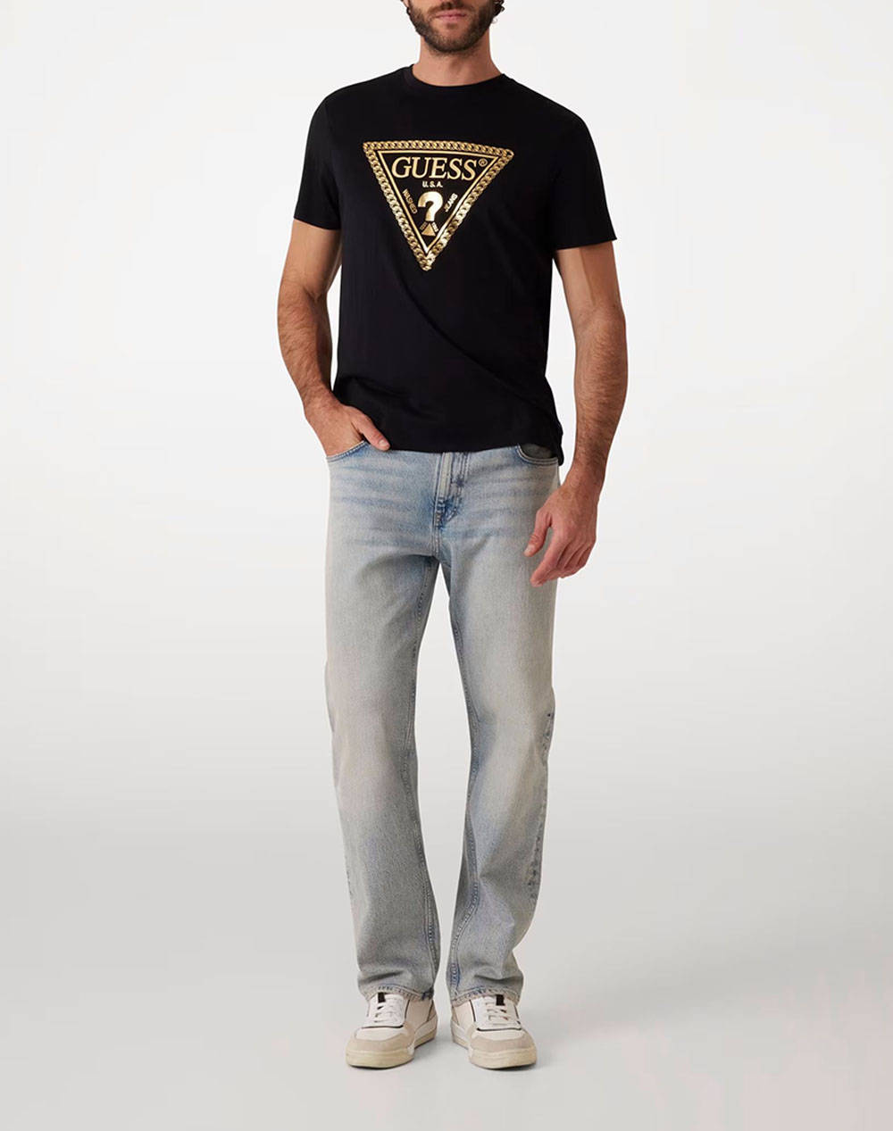 GUESS SS BSC CHAIN TRI LOGO TEE BLUZA DE BARBATI