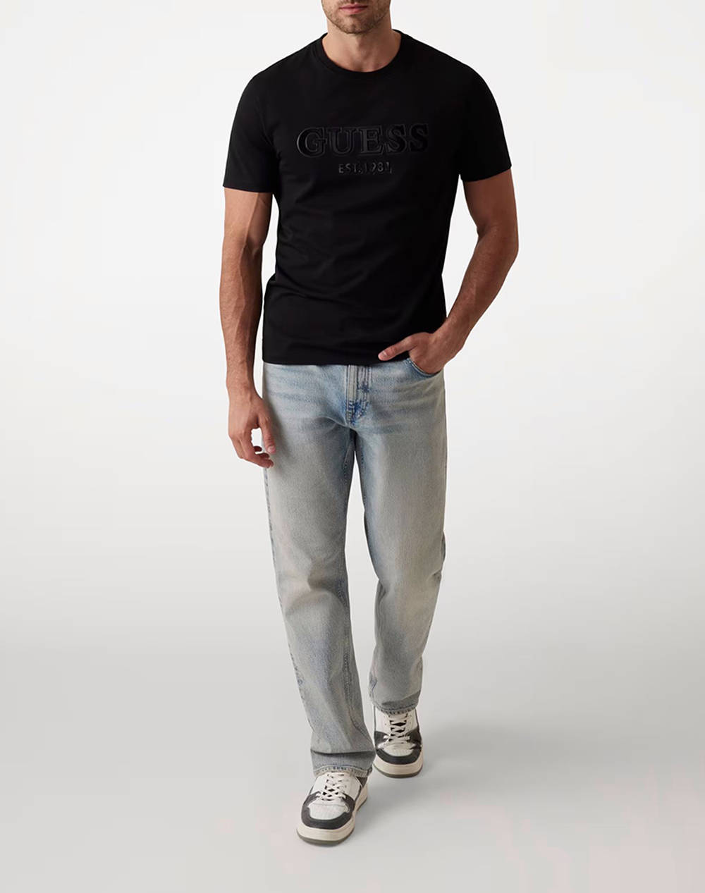 GUESS SS CN SPRAYED FLOCK LOGO TEE BLUZA DE BARBATI