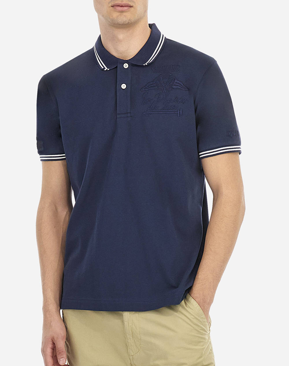 LA MARTINA BLUZA POLO KM MAN POLO SEMI PIQUET STRETCH