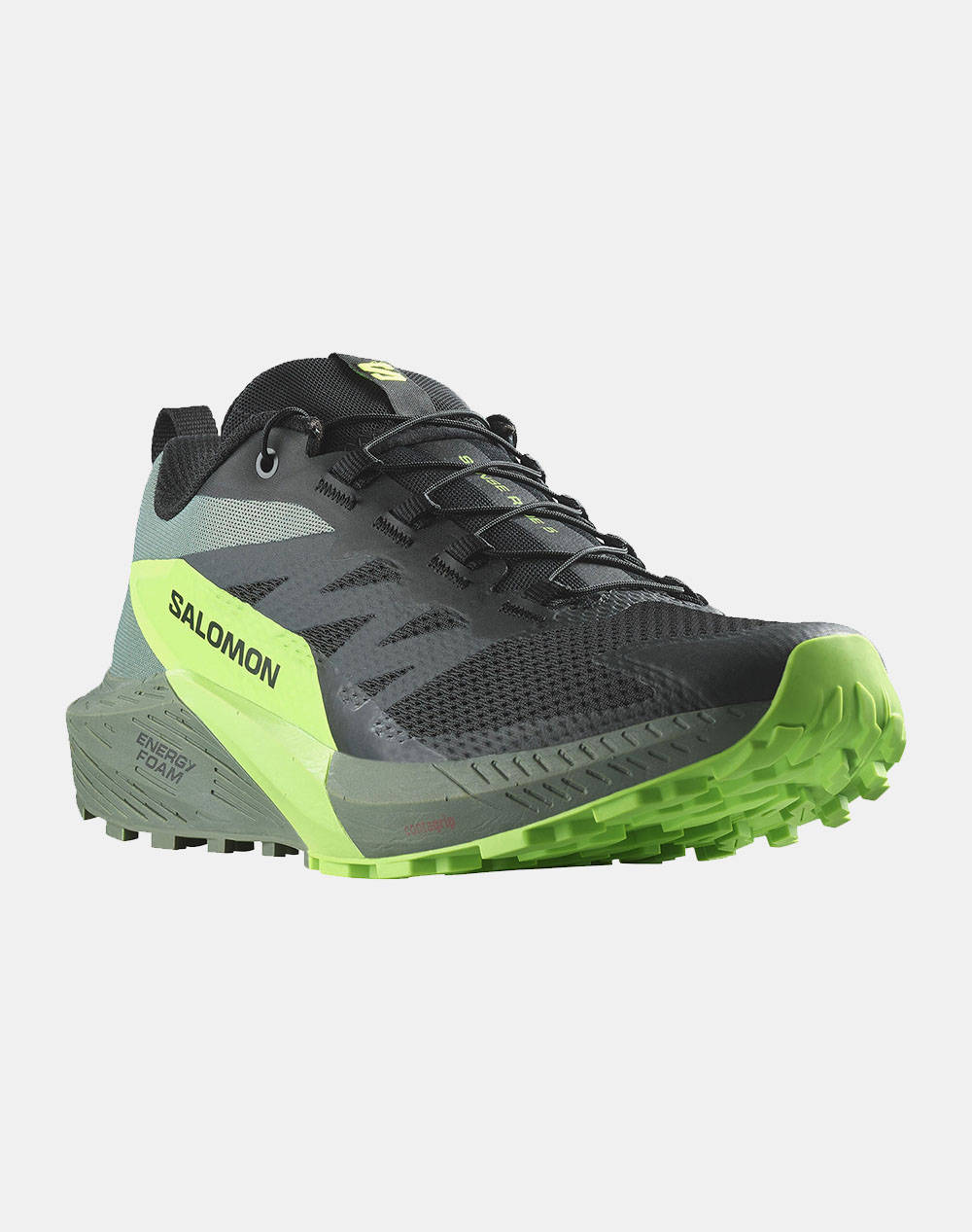 SALOMON TRAIL RUNNING - SENSE SENSE RIDE 5 BLACK / LAUREL WREATH / GREEN GECKO INCALTAMINTE DE BARBATI