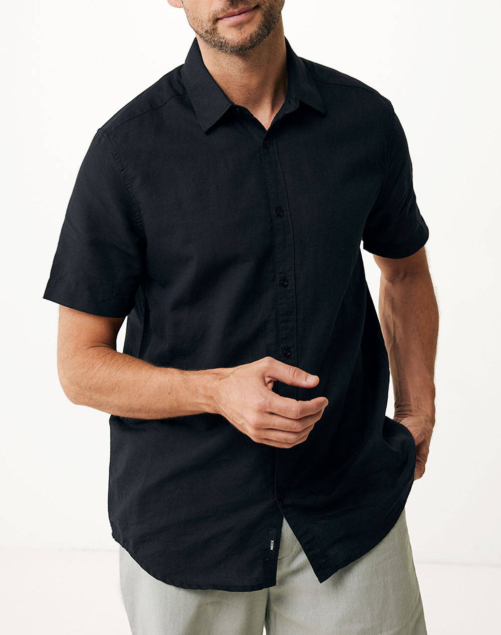 MEXX BRANDON Basic linen shirt short sleeve