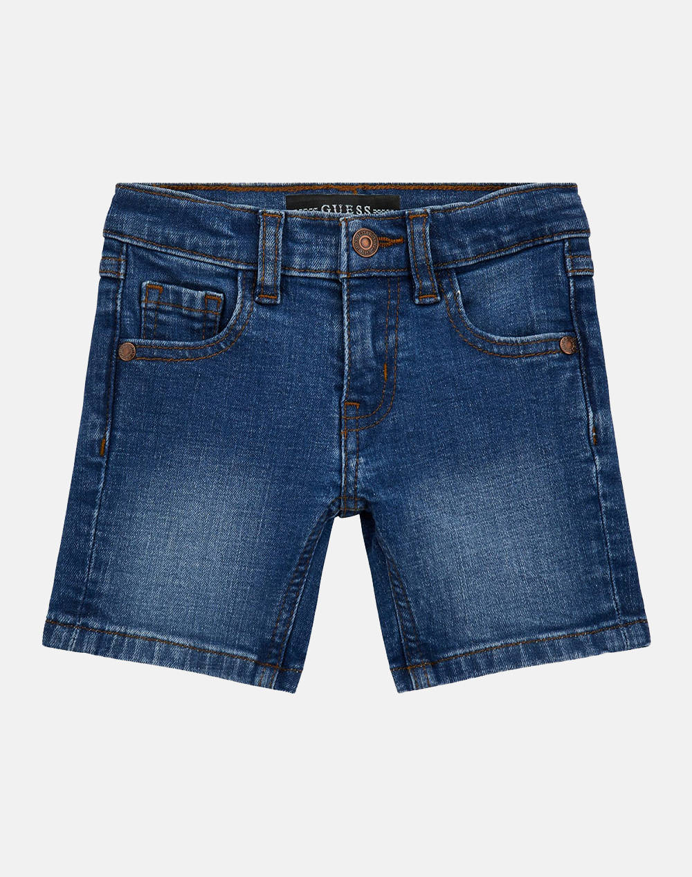 GUESS STRETCH DENIM SHORTS - CO CRISSCROSS COMFORT INDIGO PANTALONI SCURTI B