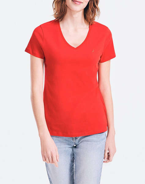 NAUTICA BLUZA T-SHIRT Anchor Cotton V-Neck Tee