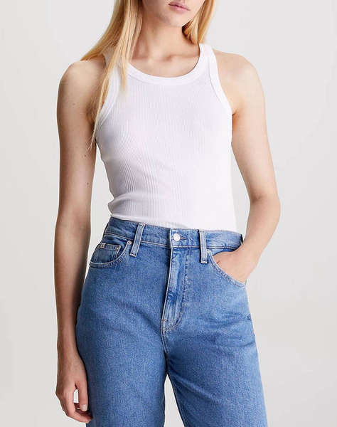 CALVIN KLEIN VARIEGATED RIB WOVEN TAB TANK