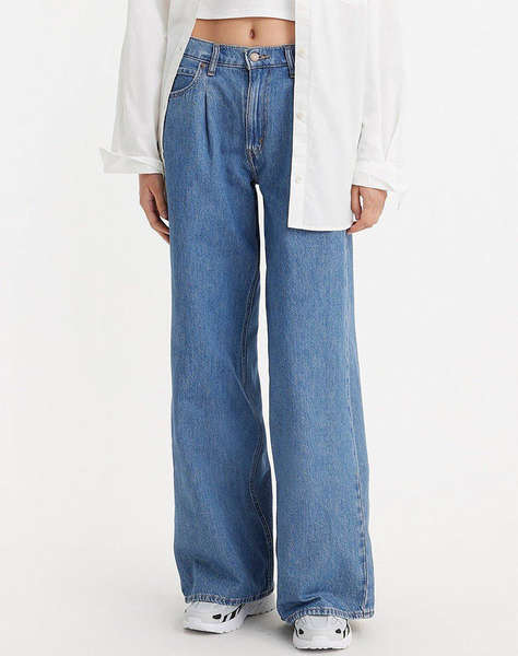 LEVIS PLEATED BAGGY WIDE LEG MED INDIGO - WORN IN