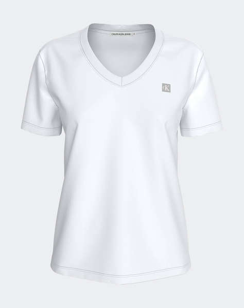 CALVIN KLEIN BLUZA CK EMBRO BADGE V-NECK TEE