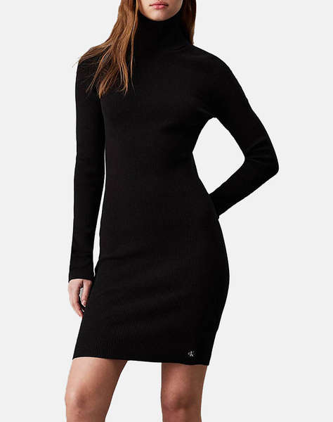 CALVIN KLEIN WOVEN LABEL TIGHT SWEATER DRESS