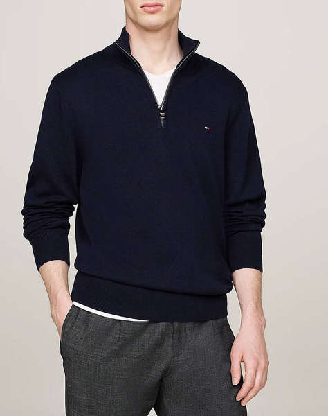 TOMMY HILFIGER PIMA ORG CTN CASHMERE ZIP MOCK