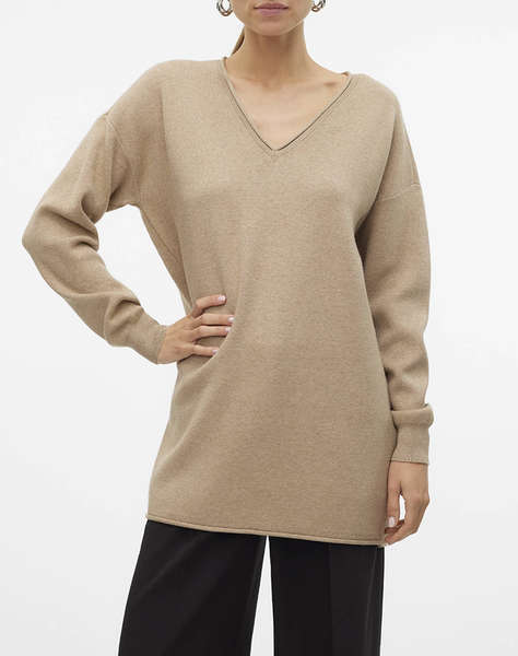 VERO MODA VMGOLD ROLL LS LONG V-NECK PULLOVER GA