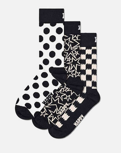 HAPPY SOCKS 3-Pack Black And White Gift Set