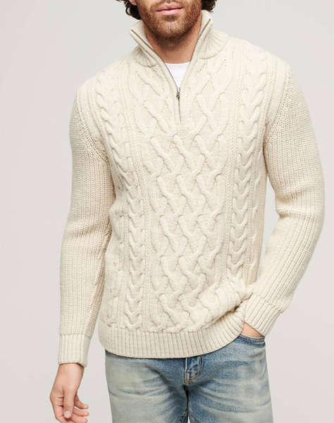 SUPERDRY D1 OVIN JACOB CABLE KNIT HALF ZIP TRICOTAT DE BARBATI