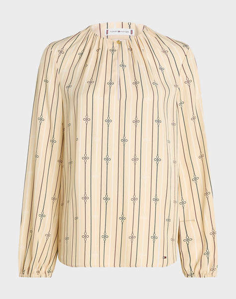 TOMMY HILFIGER ROPE STRIPE VIS GATHERED BLOUSE