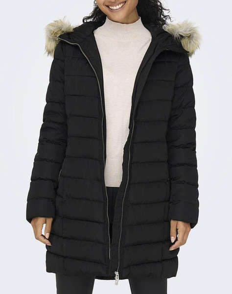 ONLY ONLNEWELLAN QUILTED HOOD FUR COAT CC OTW