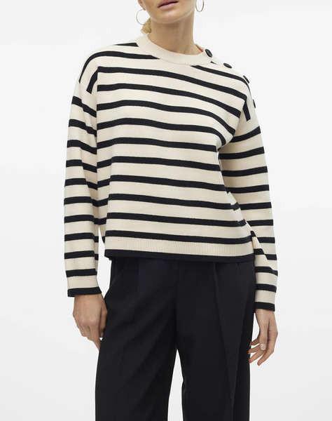 VERO MODA VMSABA LS O-NECK BUTTON PULLOVER GA NOOS