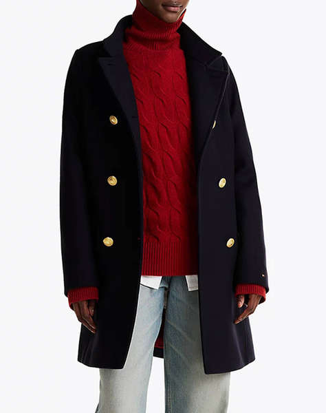 TOMMY HILFIGER WOOL BLEND SLIM DB FUNNEL COAT