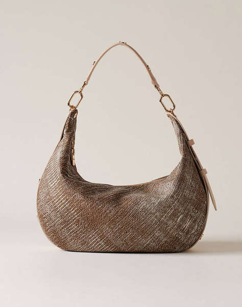 BORBONESE BORBONESE HOBO BAG PE,PL,AF,LEATHER ITAL.ORIGIN (Dimensiuni: 36 x 22 x 7 cm.)