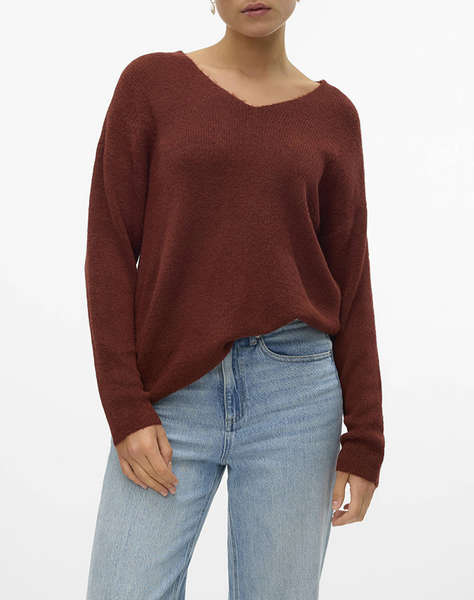 VERO MODA VMCREWLEFILE LS V-NECK BLOUSE NOOS