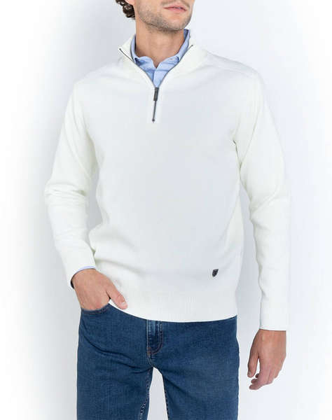 THE BOSTONIANS TRICOTAT DIN BUMBAC HALF-ZIP REGULAR FIT