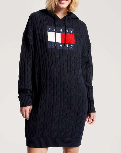 TOMMY JEANS TJW CABLE FLAG HOODIE DRESS