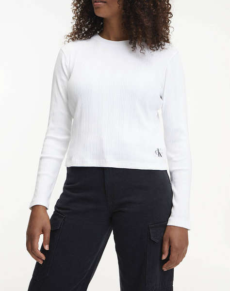 CALVIN KLEIN BADGE RIB BABY TEE LONG SLEEVE