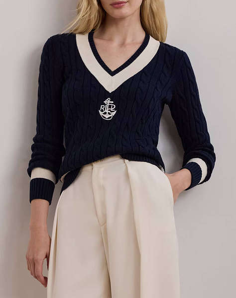 LAUREN RALPH LAUREN GASSED COTTON-LS SWEATER